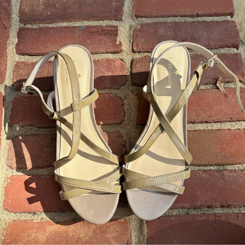 Kate Spade Talanse Strappy Patent Cork Wedge Sandal